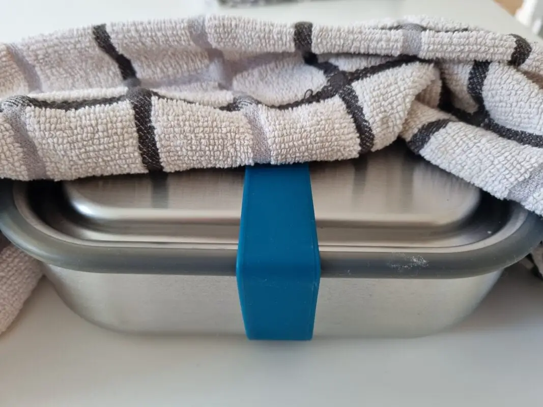 Stainless Steel Lunch Box Wrapped in a Towel